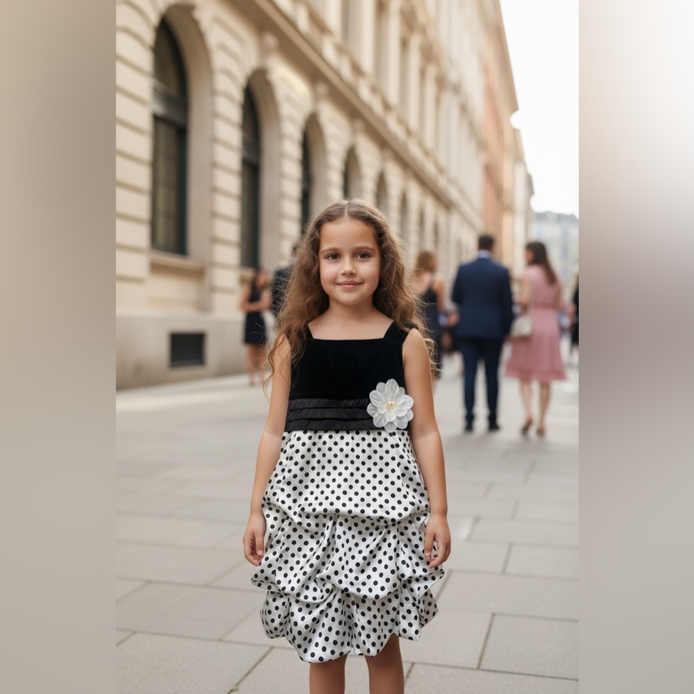 iZ Byer Girls Formal Dress Black / White Polka Dot Dress Size 8
